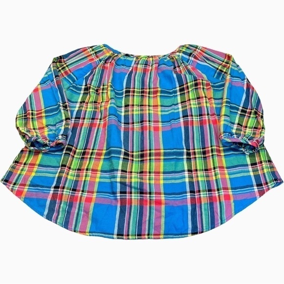 Ralph Lauren Girls Blue Plaid Tunic Peasant Boho Loose Fit Top 18 Months - Picture 4 of 12